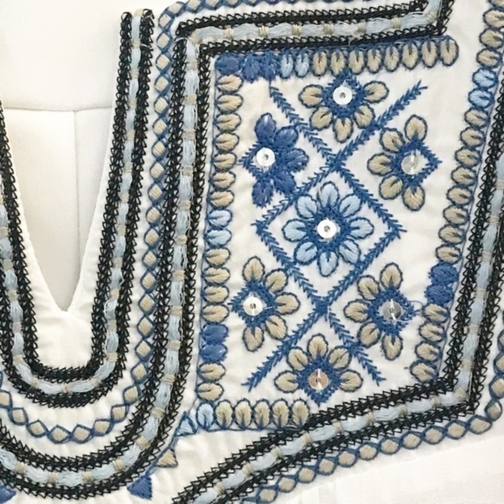 Luxology Embroidered Gauze Trapeze Bohemian Sleeveless Shift Dress Size 6 - Picture 7 of 9